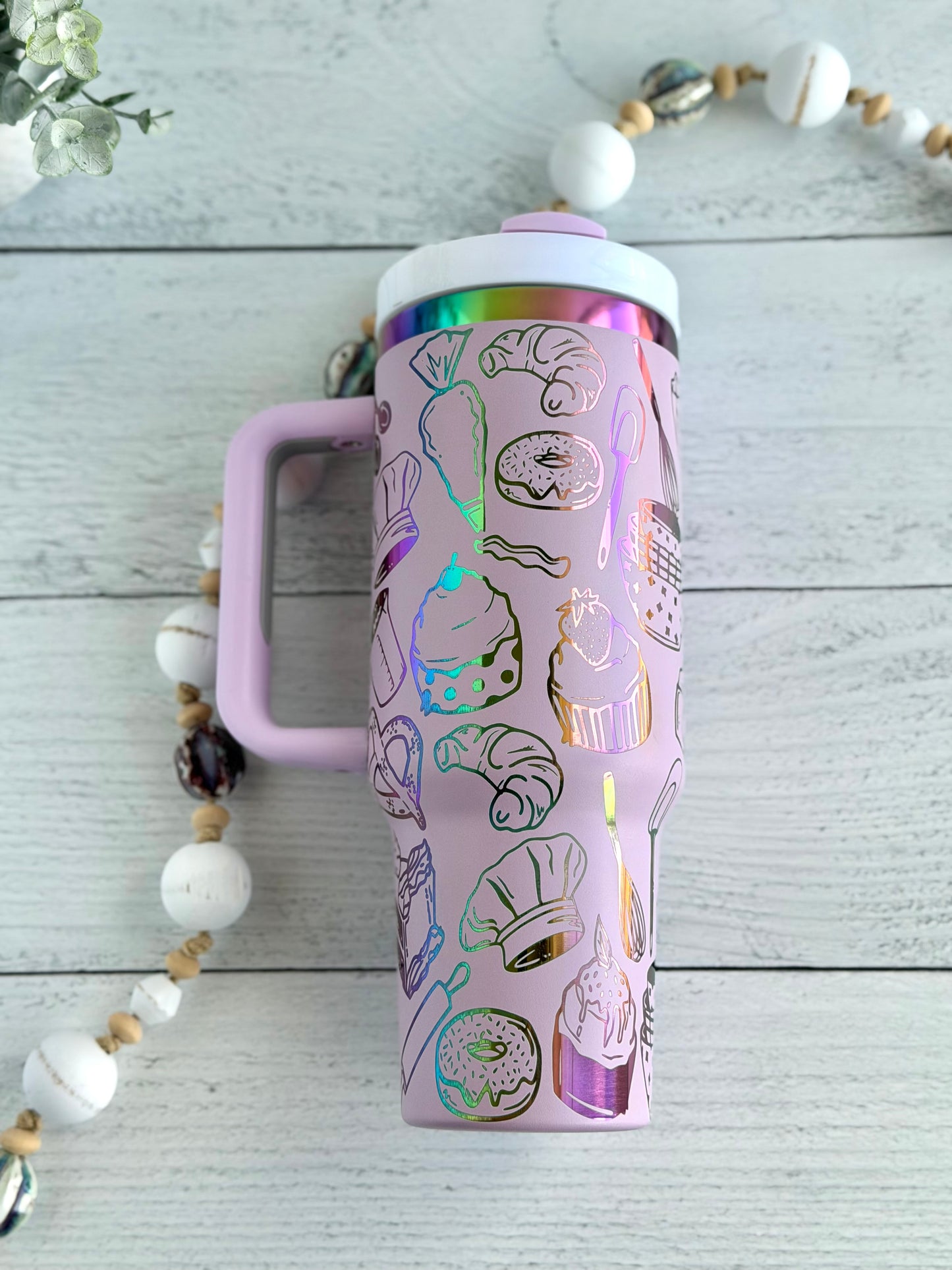 40 Oz Tumbler - Baking Pink on Rainbow RTS
