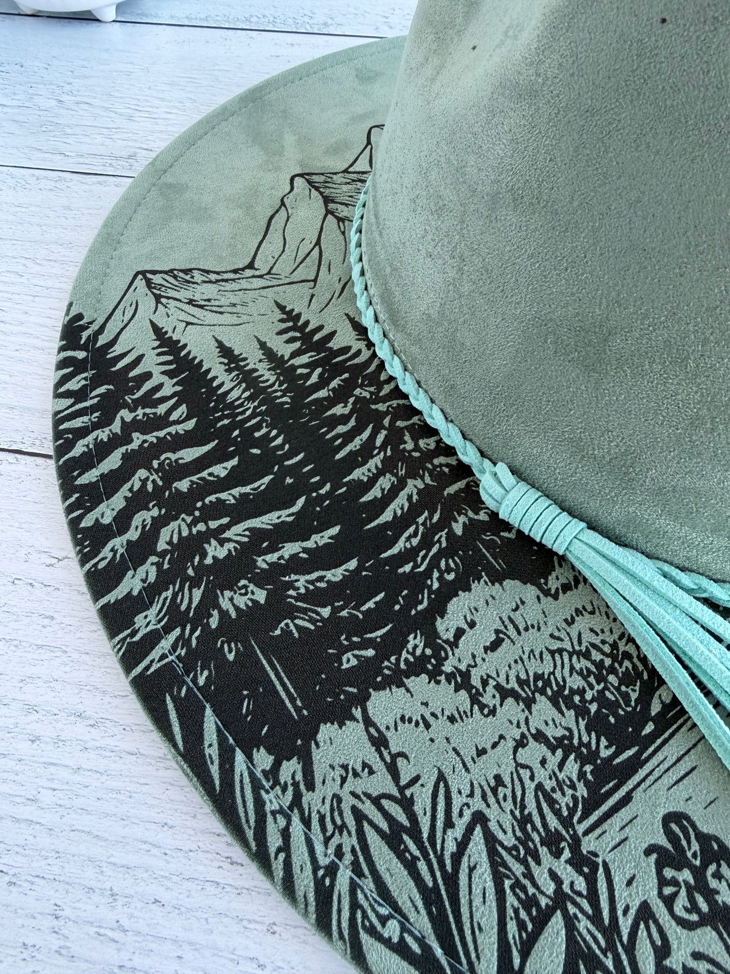 Mountain Scene on Thicket Wide Brim Hat