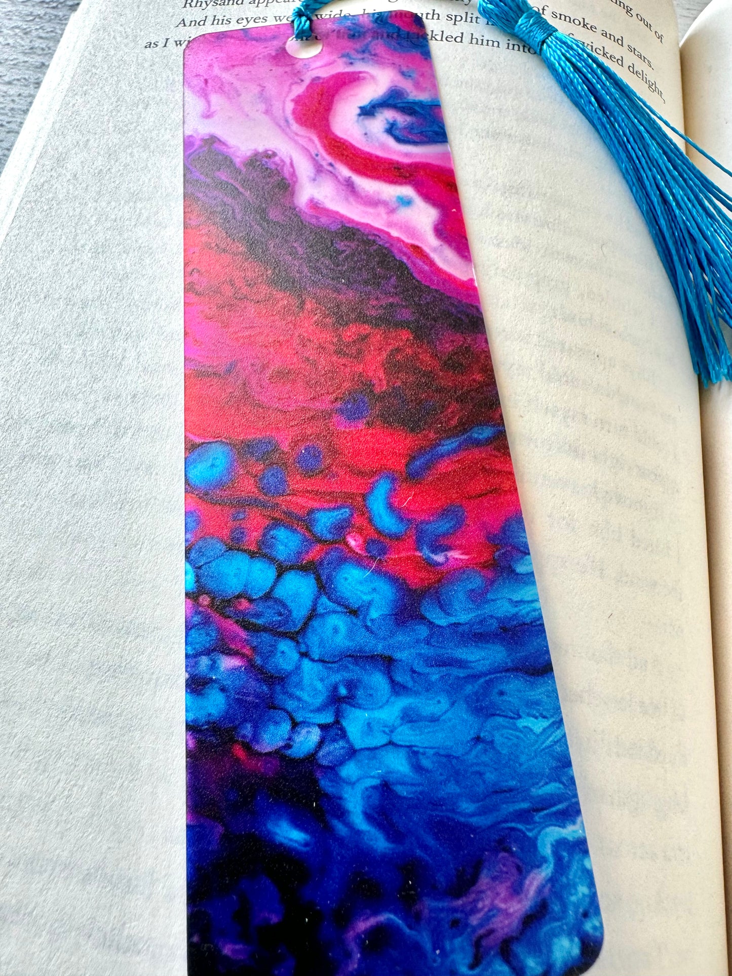 Pink and Blue Watercolor Bookmark