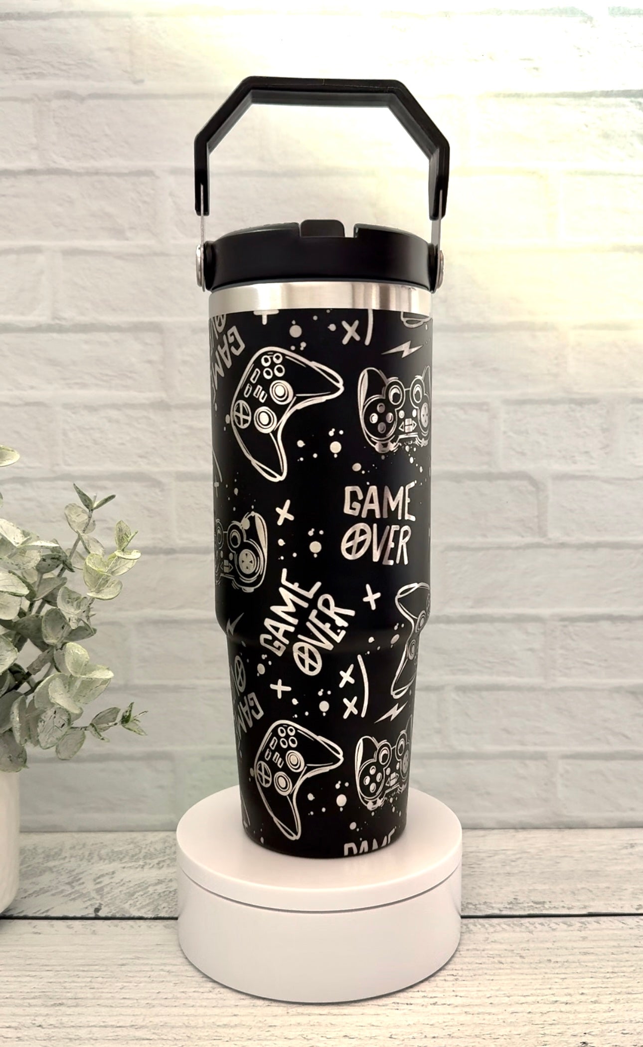 30 oz Tumbler - Game Over on black tumbler RTS