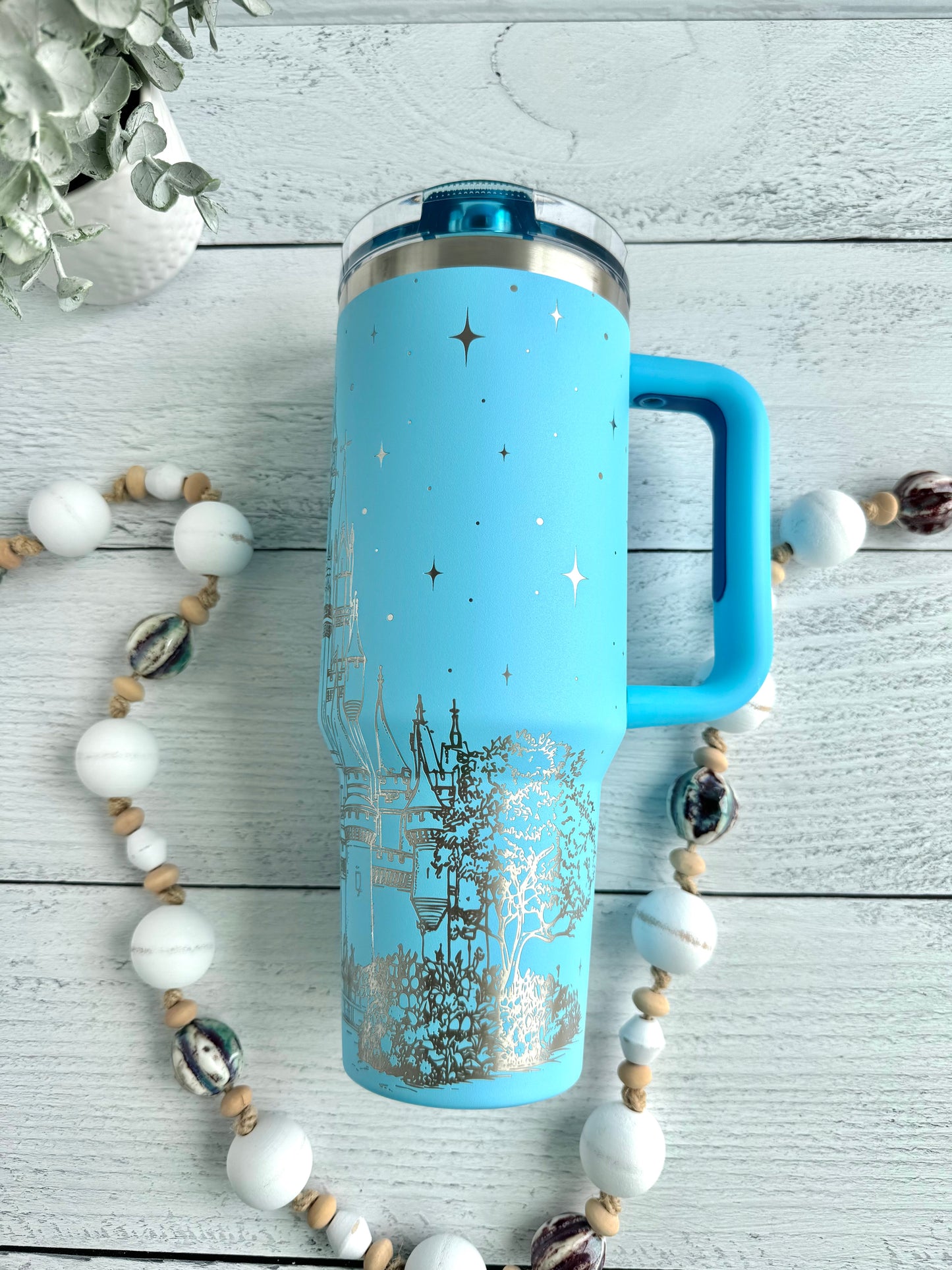 40 oz Fairytale Castle on Pool Blue RTS