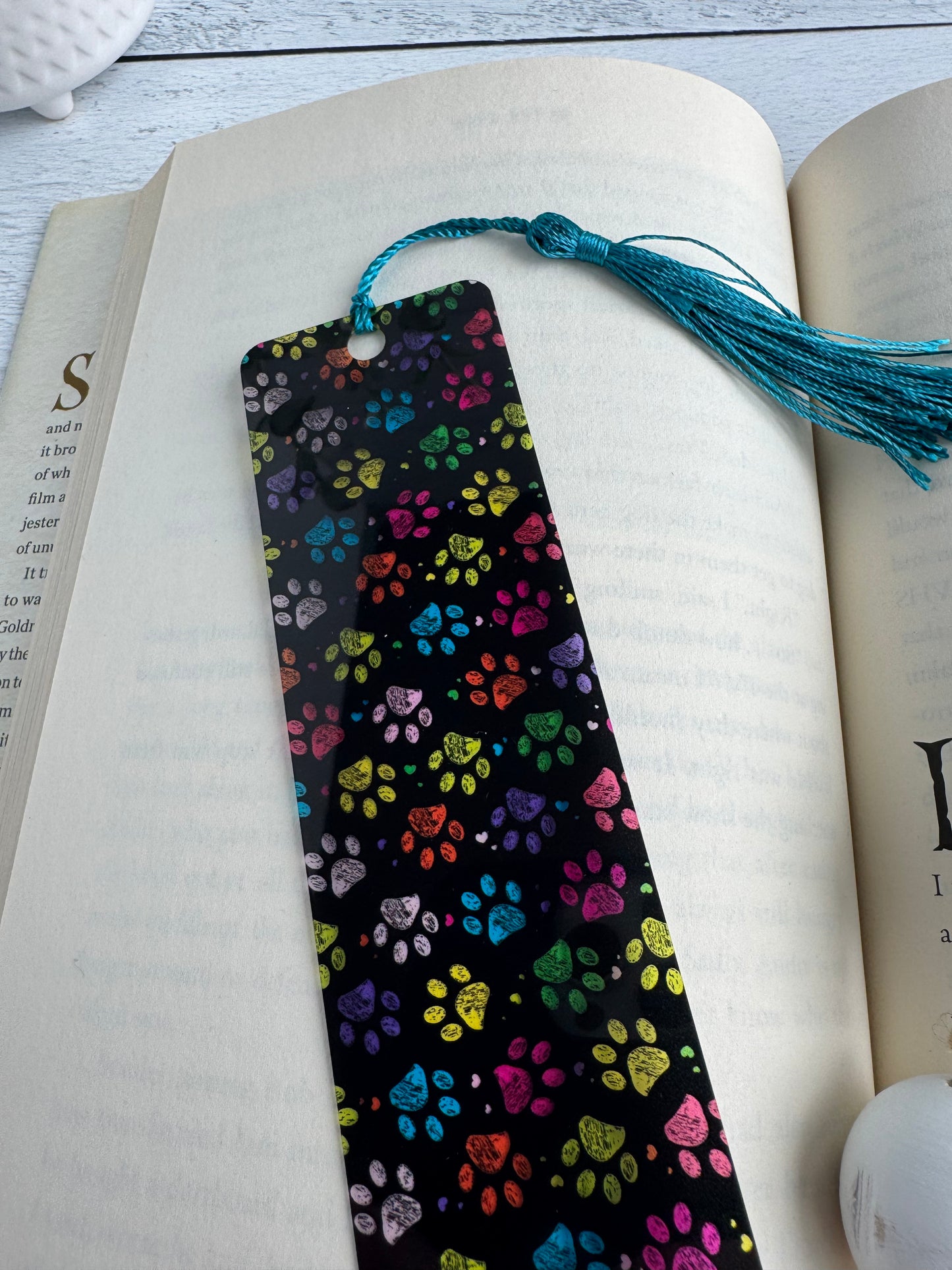 Rainbow Puppy Paw Prints Bookmark