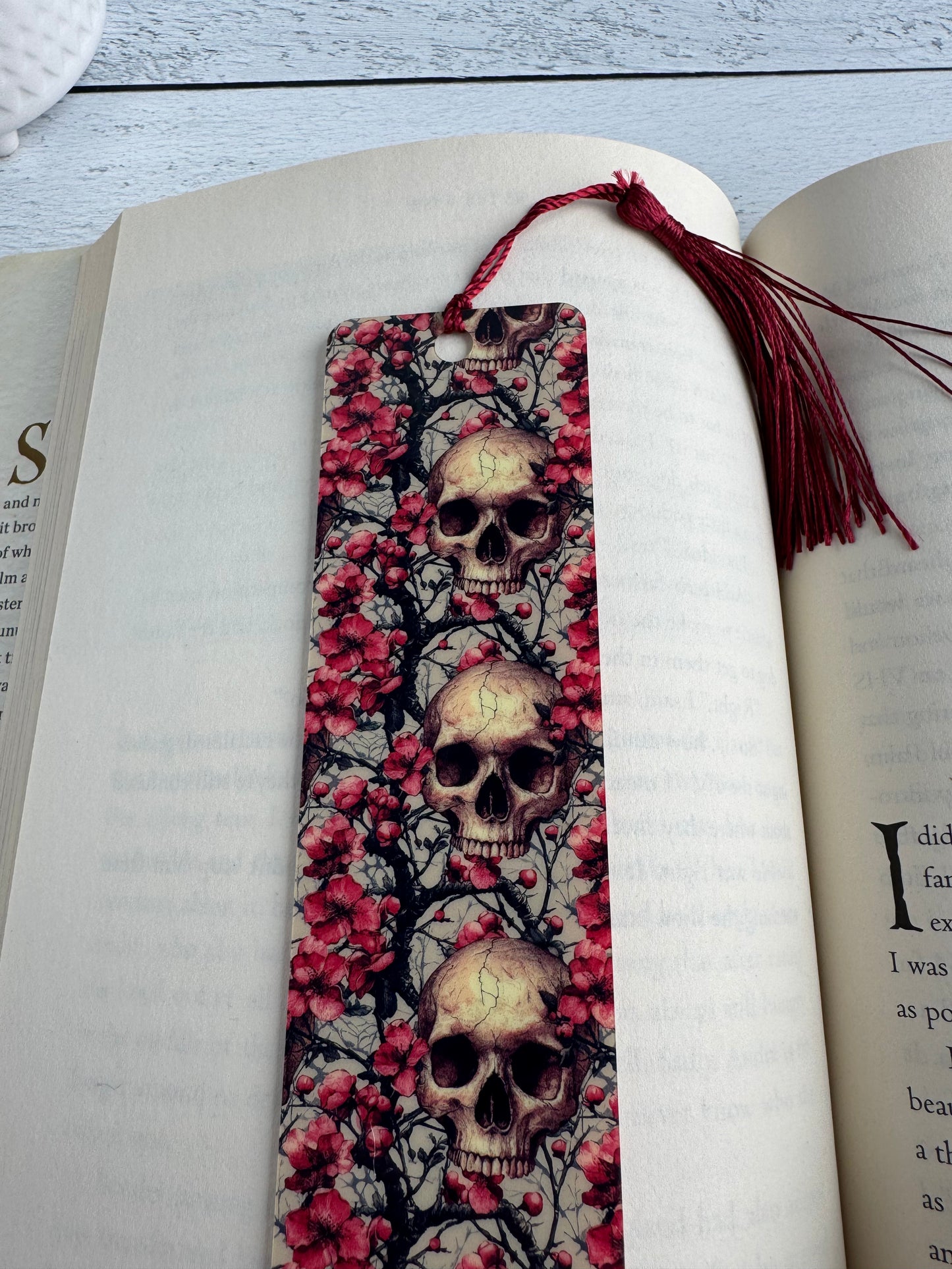 Skulls and Blossoms Bookmark
