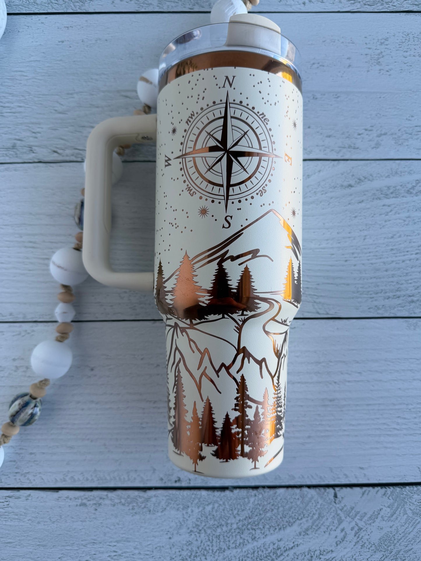 40 oz Tumbler - Not All Who Wander are Lost Cream on Copper RTS