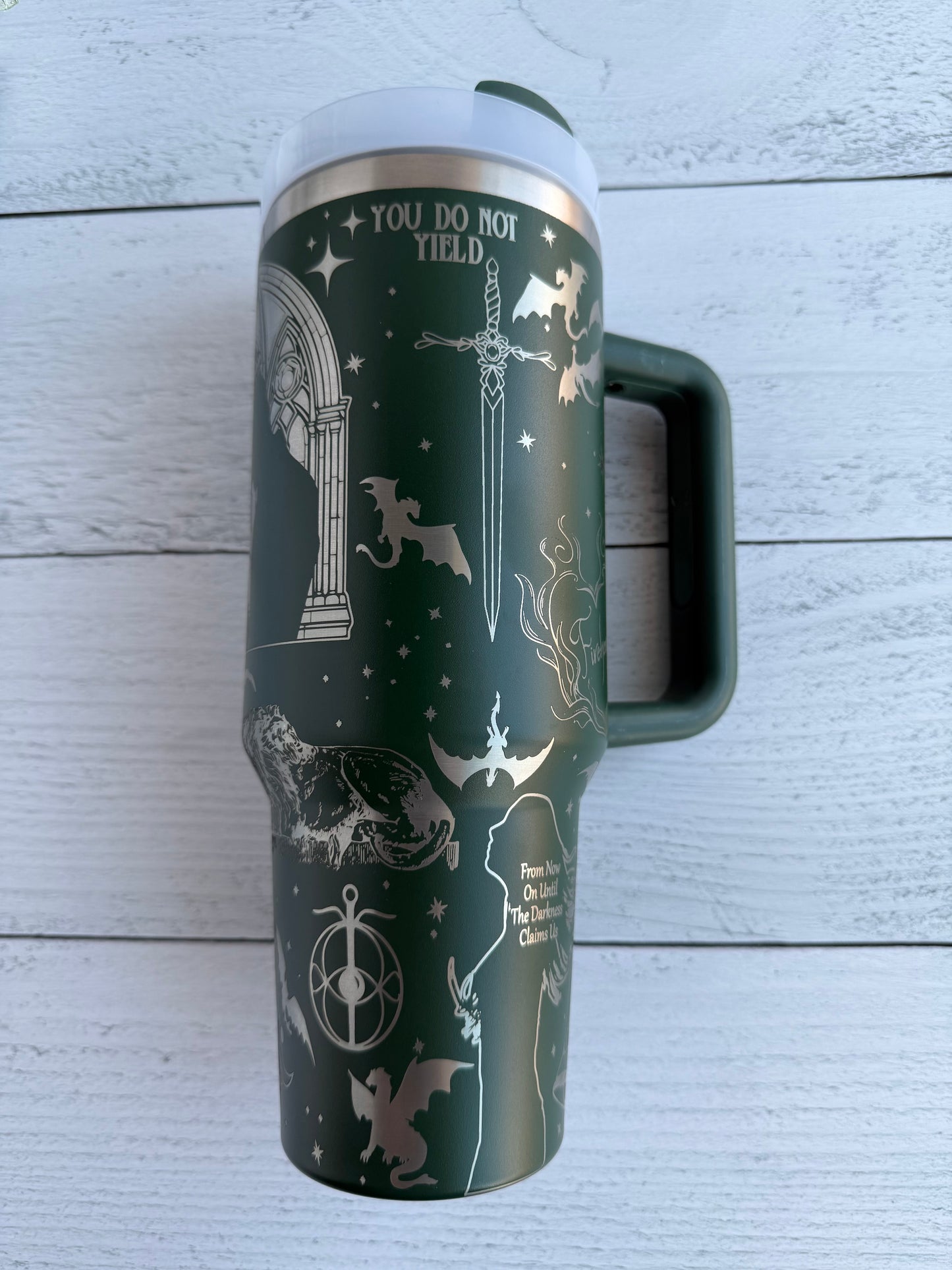 40 oz Tumbler - Throne of Glass on Green RTS