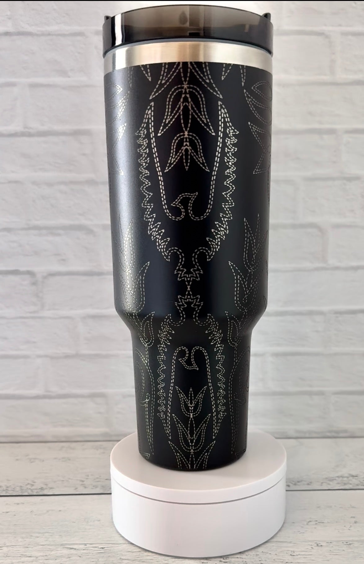 40 Oz Tumbler - Cowboy Boots on Black RTS