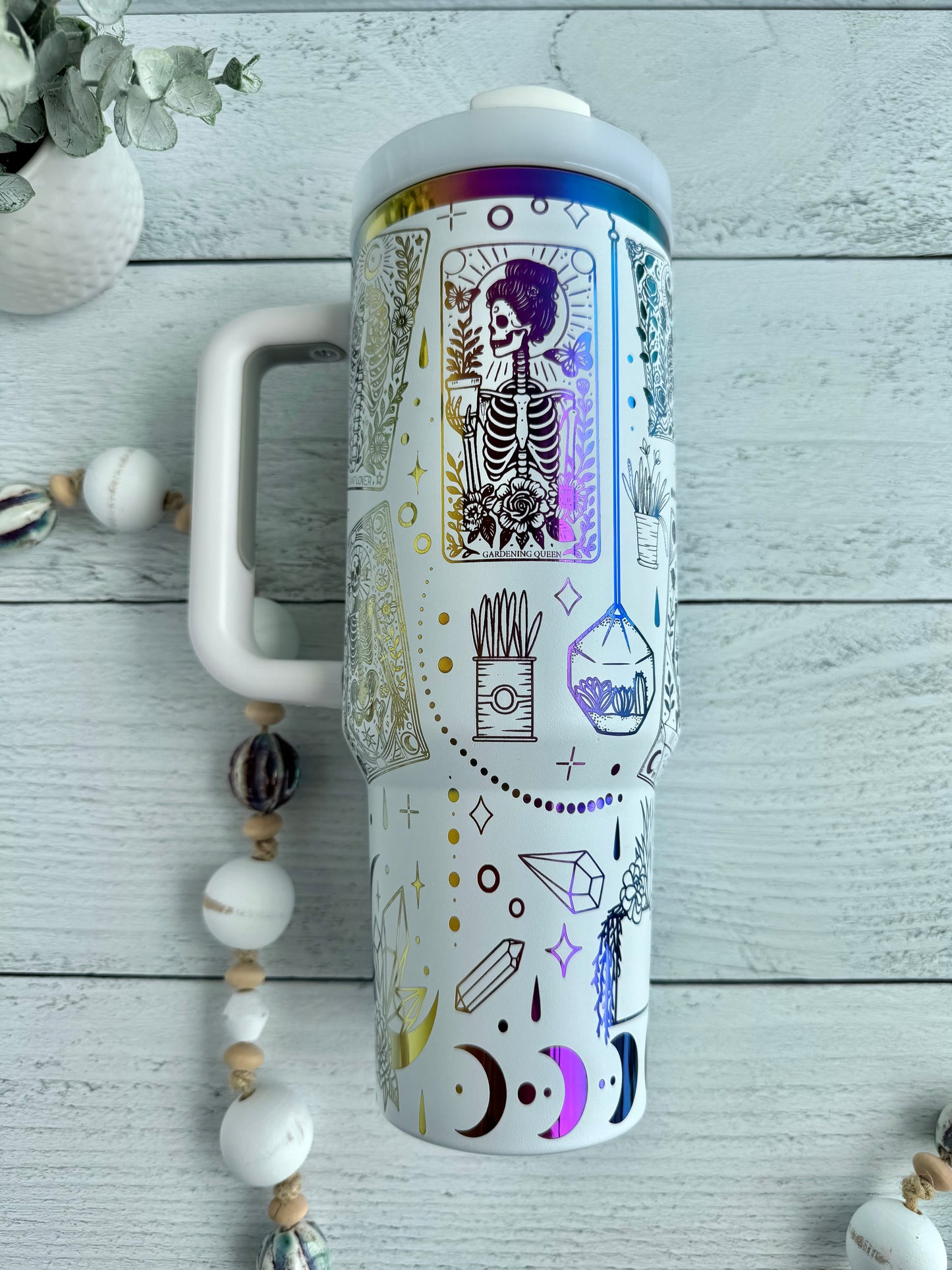 40 oz Plant Tarot White on Rainbow RTS