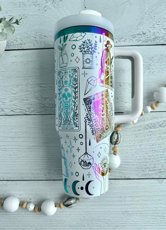 40 oz Plant Tarot White on Rainbow RTS