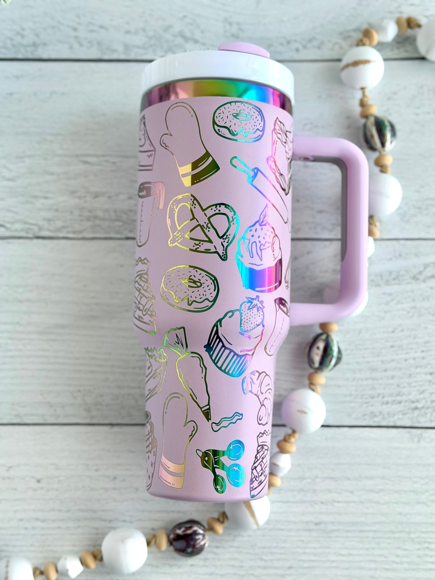 40 Oz Tumbler - Baking Pink on Rainbow RTS