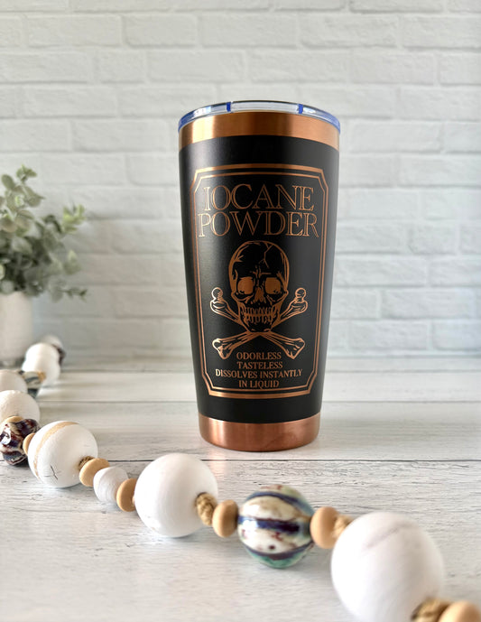 20 oz Tumbler - Iocane Powder - Black engraves copper RTS