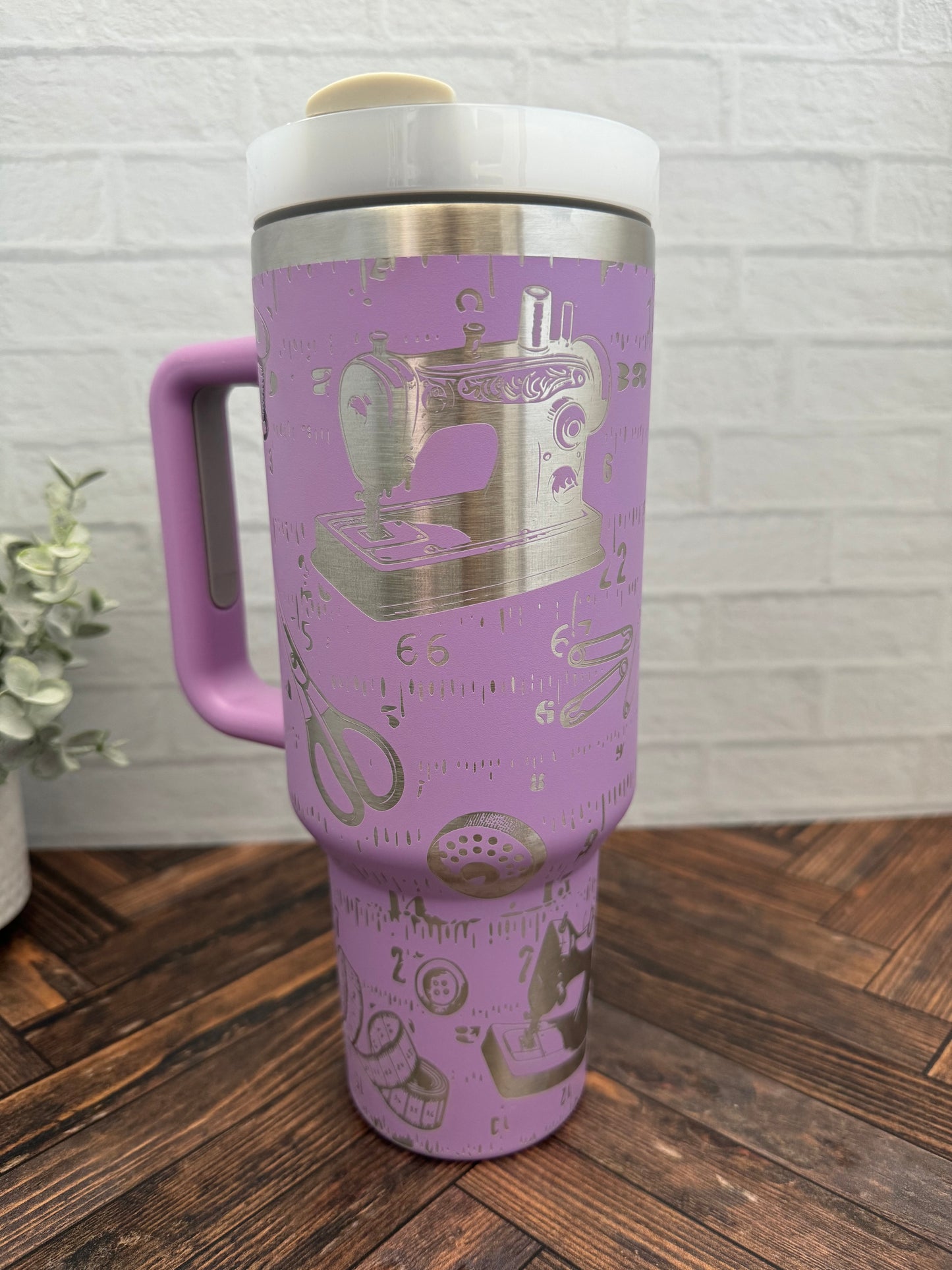 40 oz Tumbler - Sewing on Lilac RTS