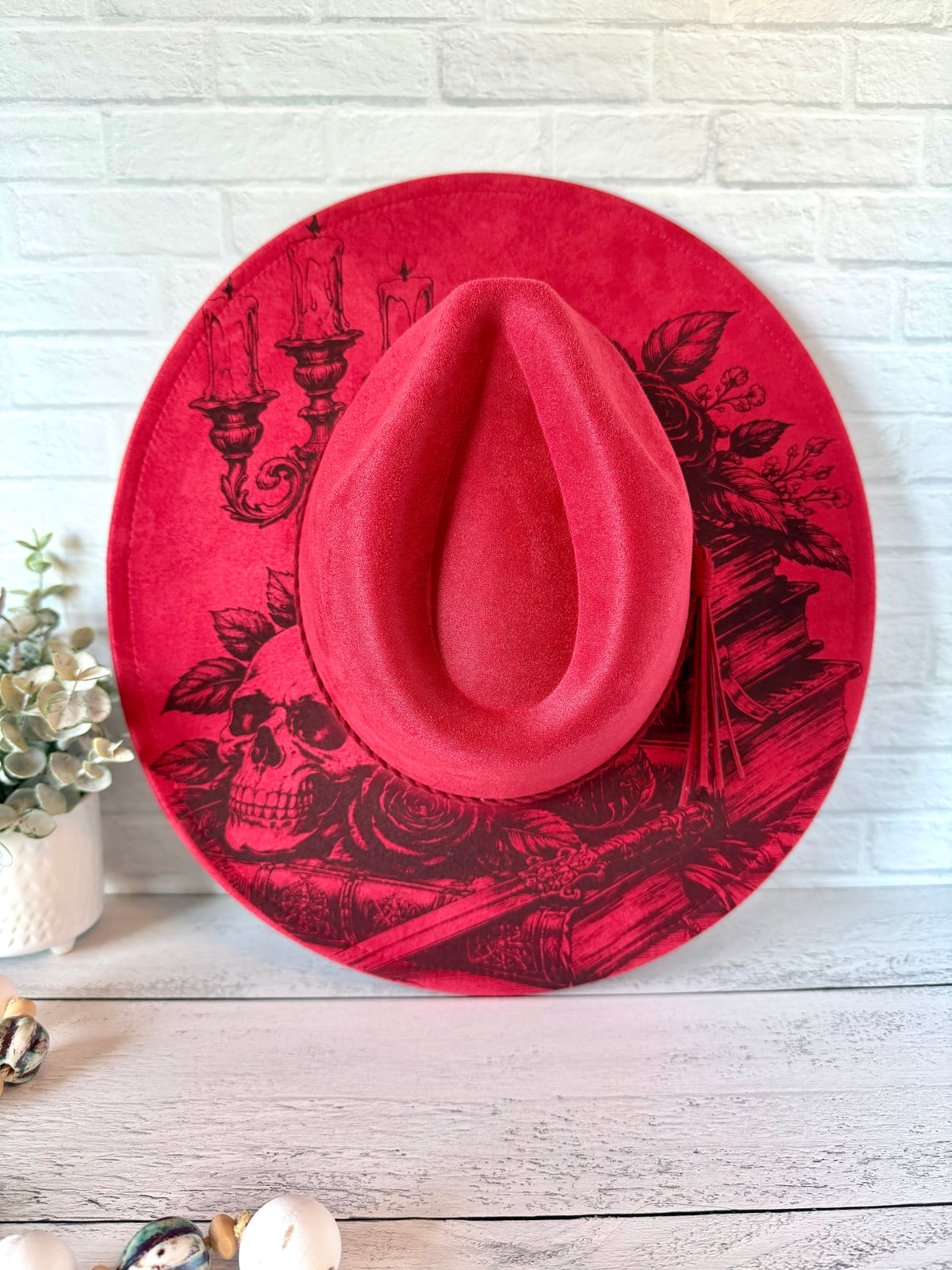 Dark Romance on Red Wide Brim Hat