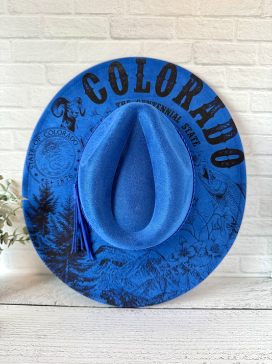 Colorado on Royal Blue Wide Brim Hat