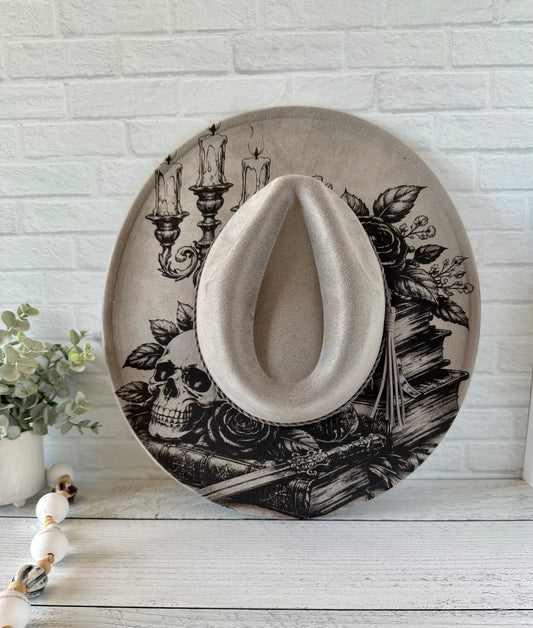 Dark Romance on Grey Wide Brim Hat