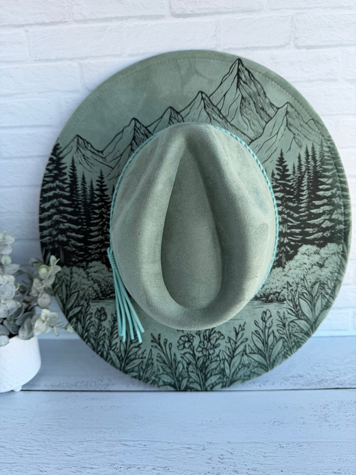 Mountain Scene on Thicket Wide Brim Hat