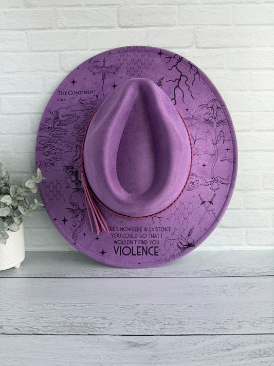 Fourth Wing on Purple Wide Brim Hat