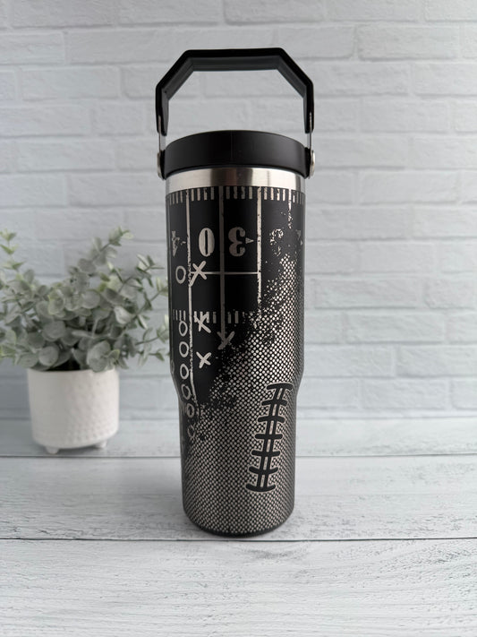 30 oz Tumbler - Football on Black RTS