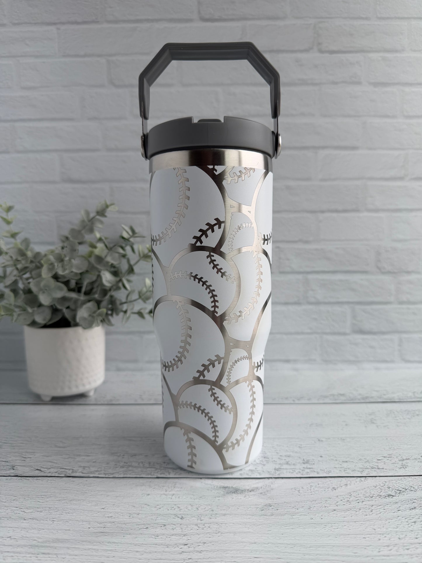 30 oz Tumbler - Softball/Baseball on White RTS