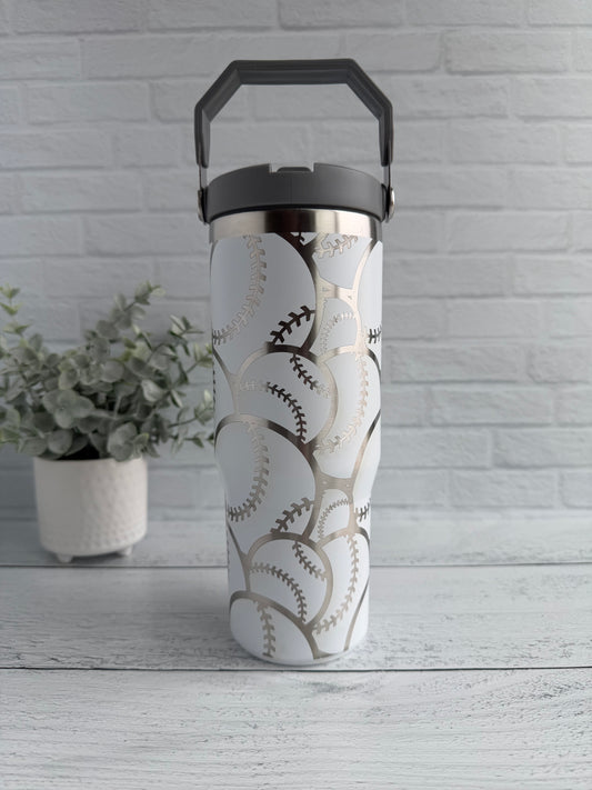 30 oz Tumbler - Softball/Baseball on White RTS