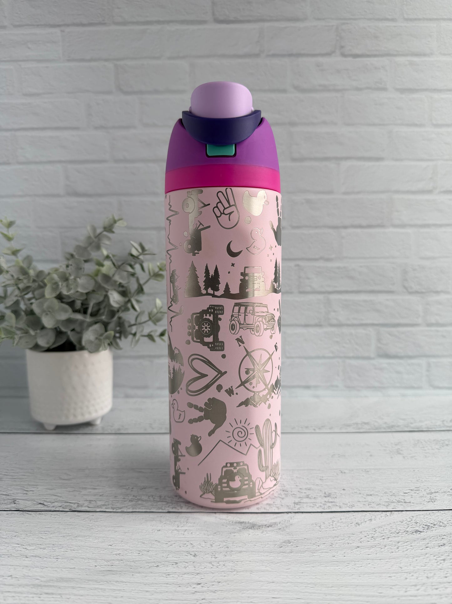 24 Oz Tumbler with Offroad Life design on Pink RTS
