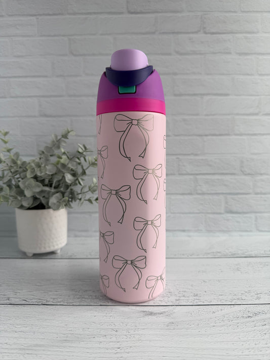 24 Oz Tumbler with Bows design on Pink RTS