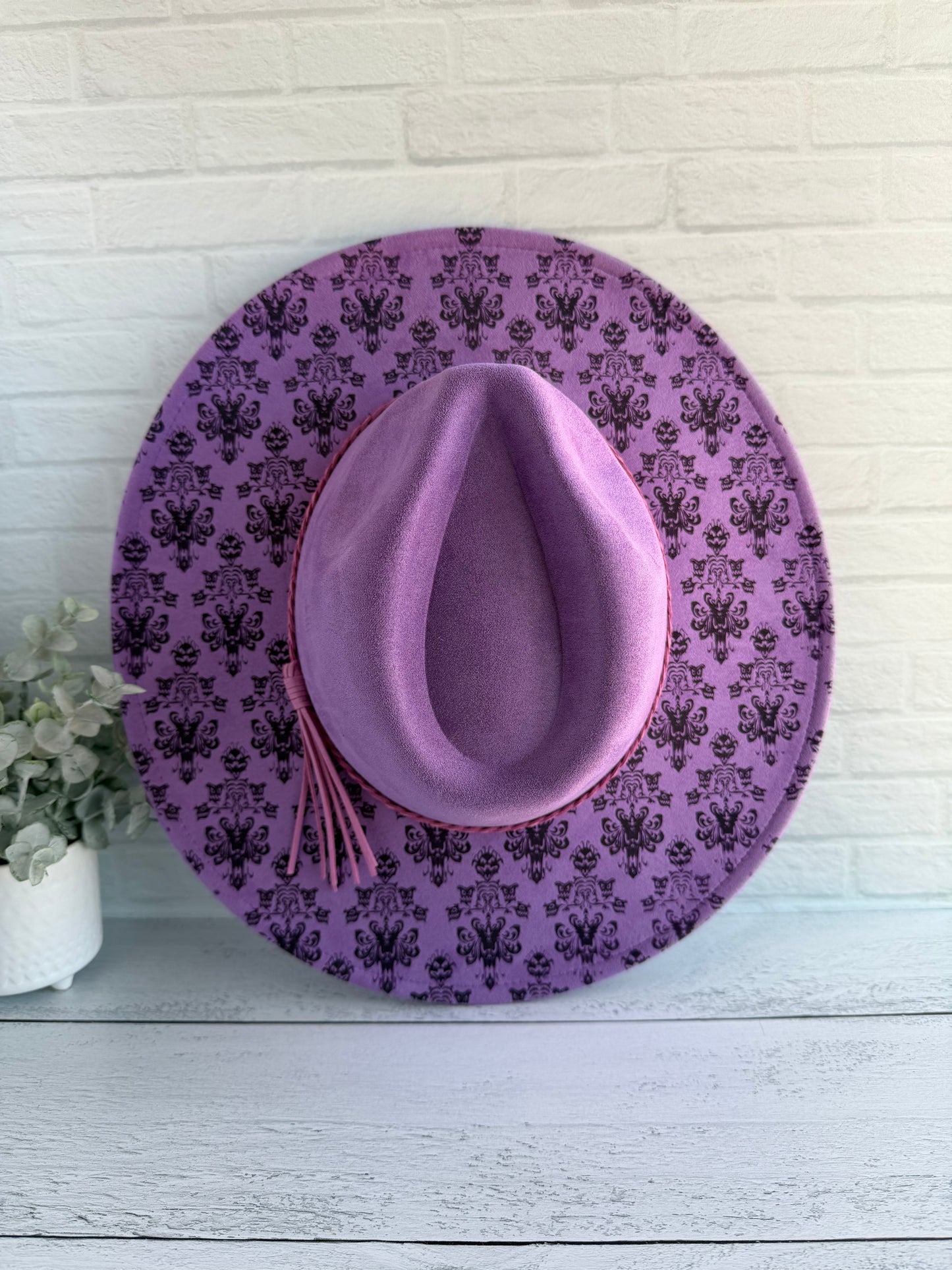 Spooky Wallpaper on Purple Wide Brim Hat