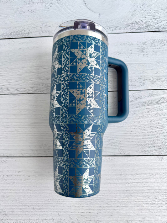 40 oz Tumbler - Quilter on Denim RTS