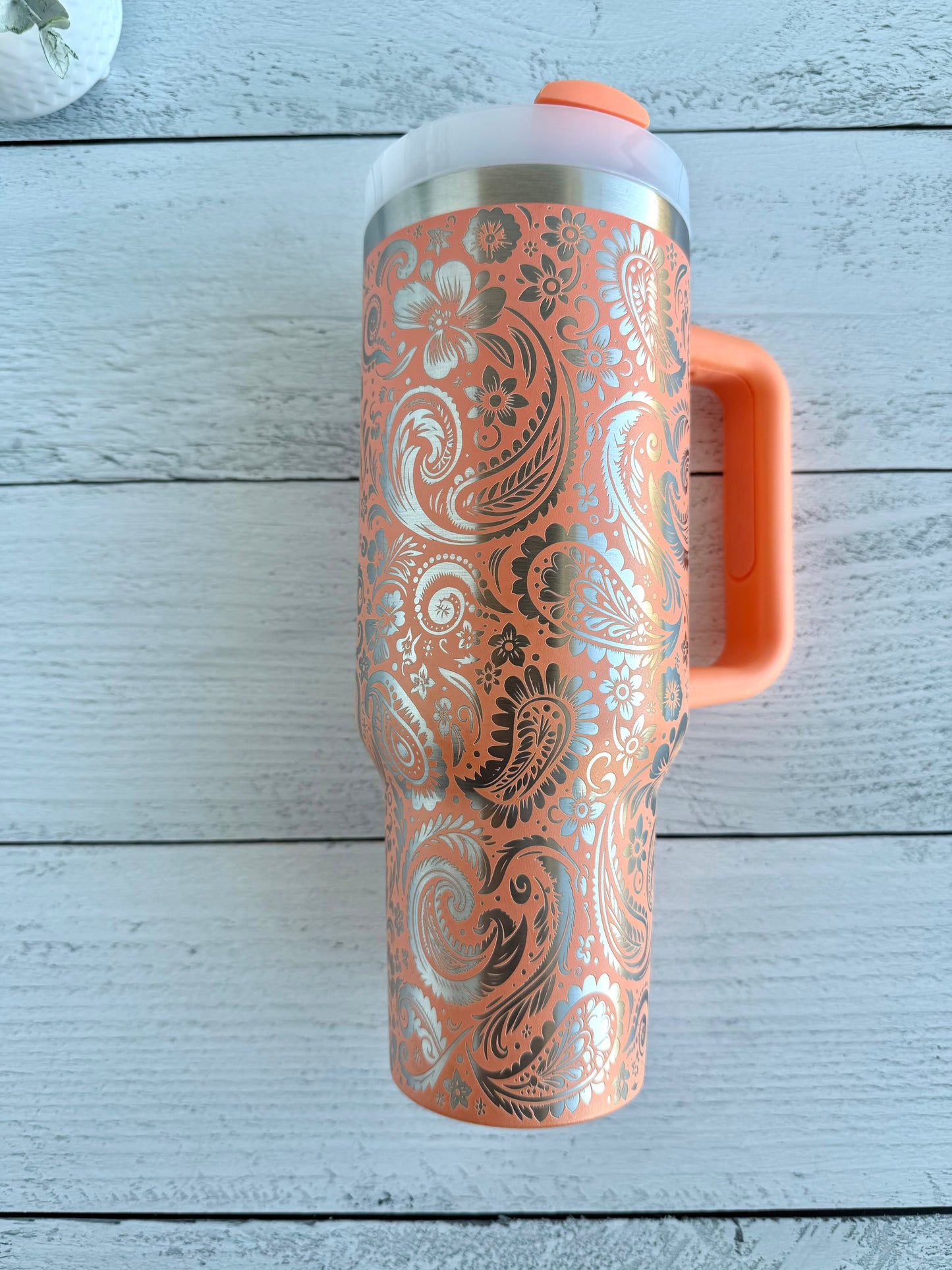 40 oz Tumbler - Paisley on Nectarine RTS