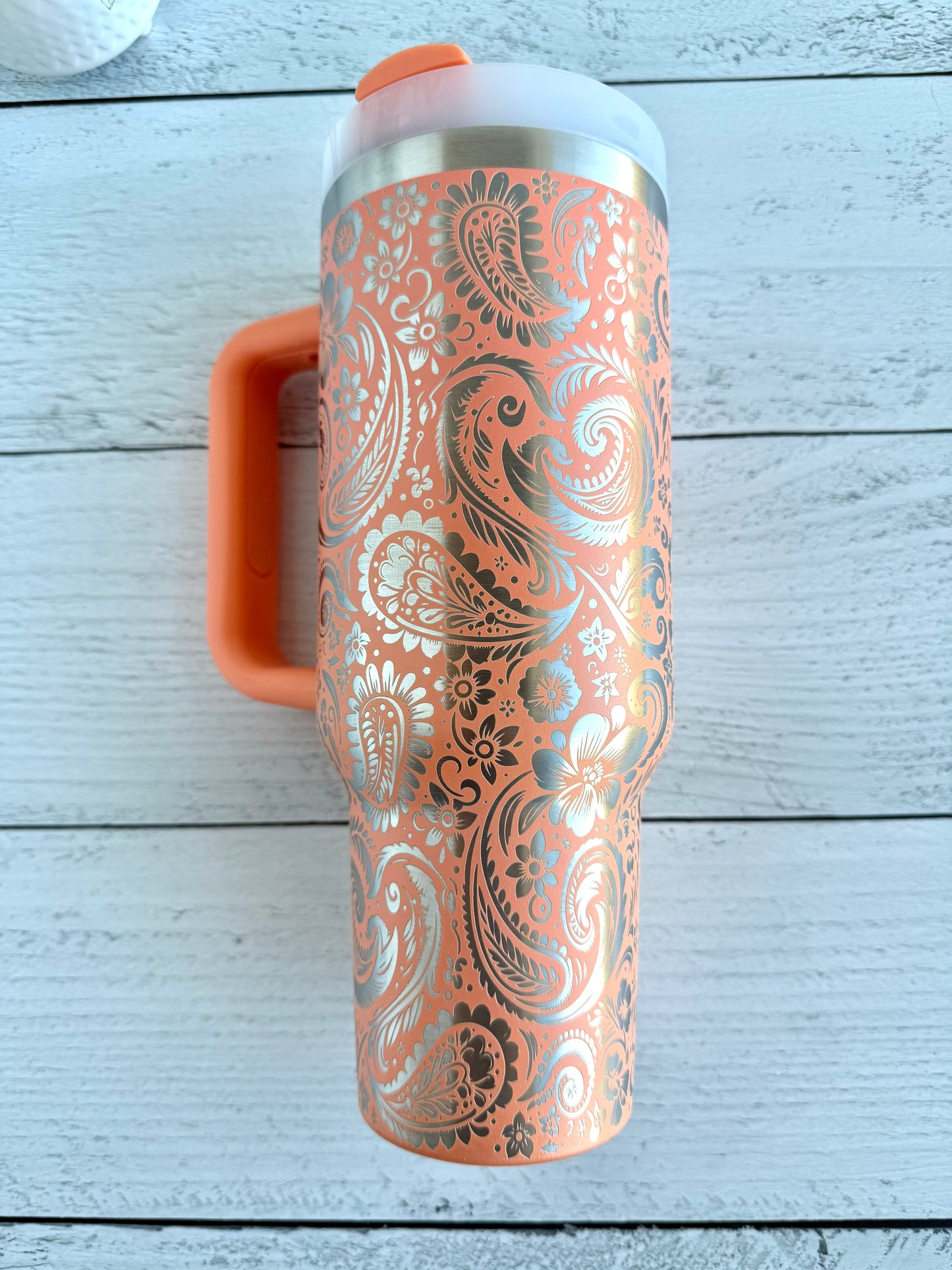 40 oz Tumbler - Paisley on Nectarine RTS