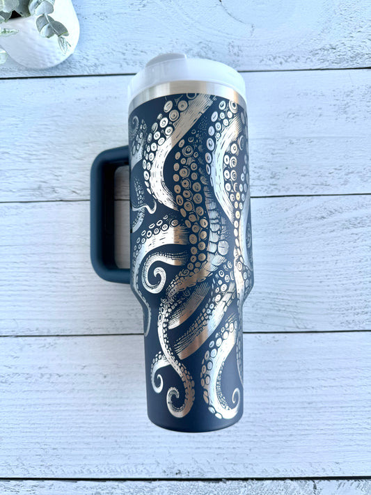 40 oz Tumbler - Tentacles on Stormy Sea RTS