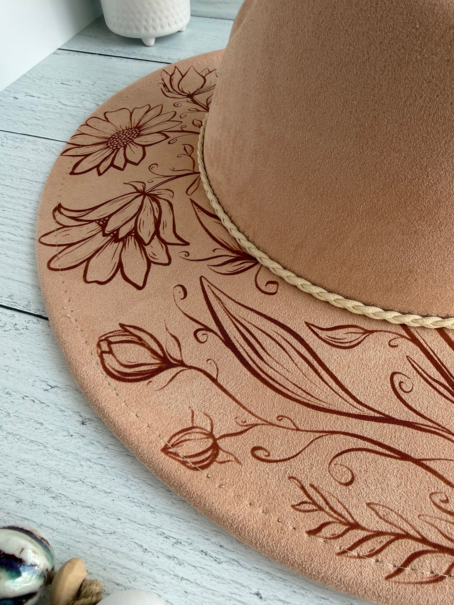 Twisted Fate on Apricot Wide Brim Hat