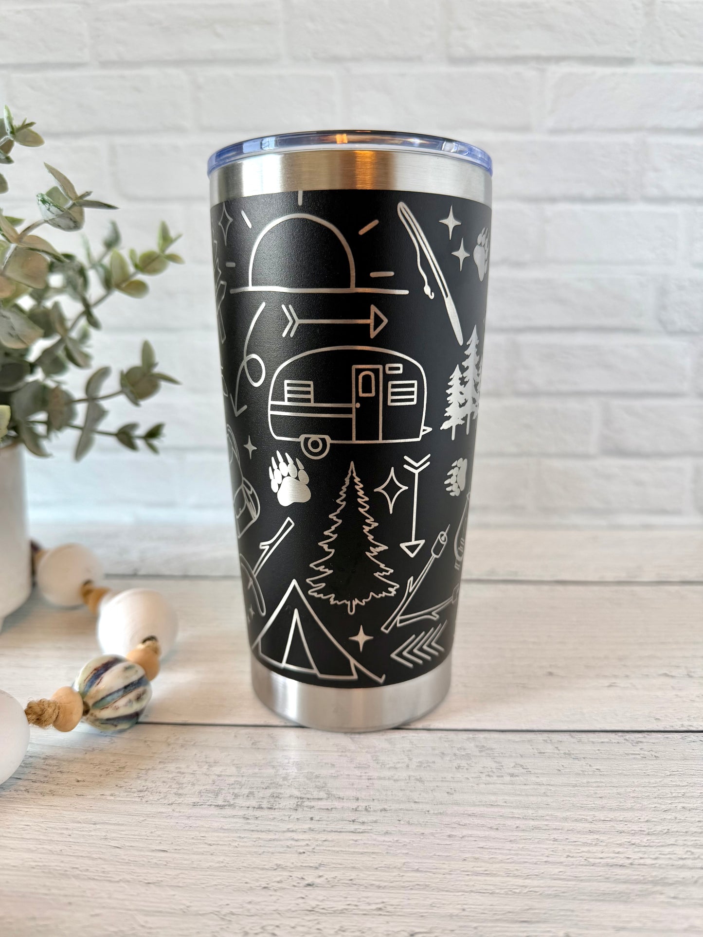 20 oz Tumbler - Camping - Black RTS