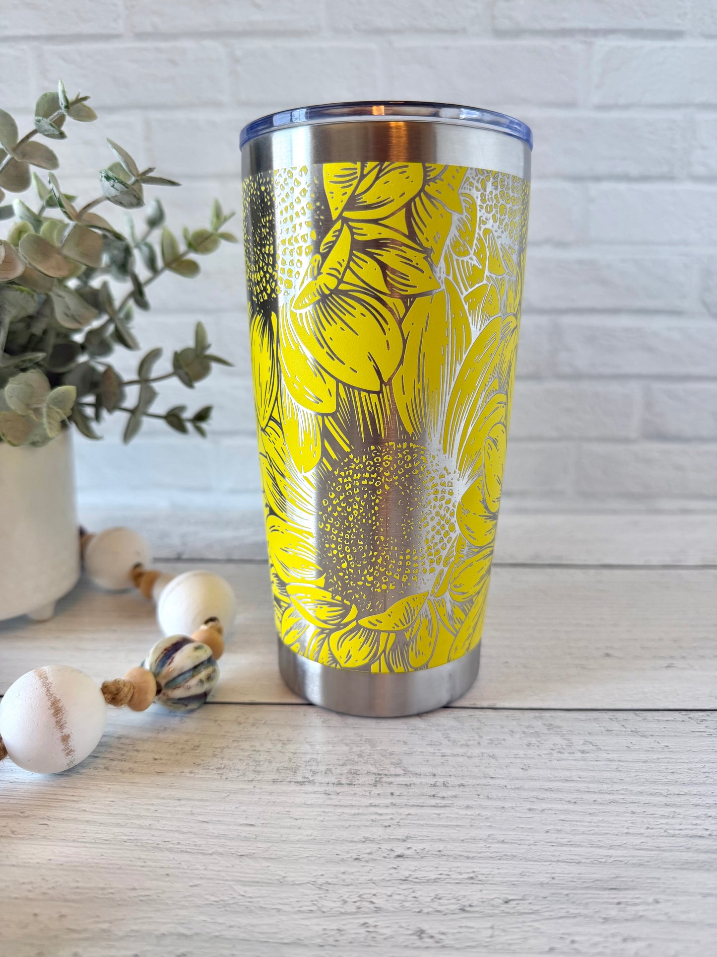 20 oz Tumbler - Sunflowers - Yellow RTS