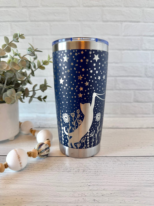 20 oz Tumbler - Starry Cat - Navy RTS
