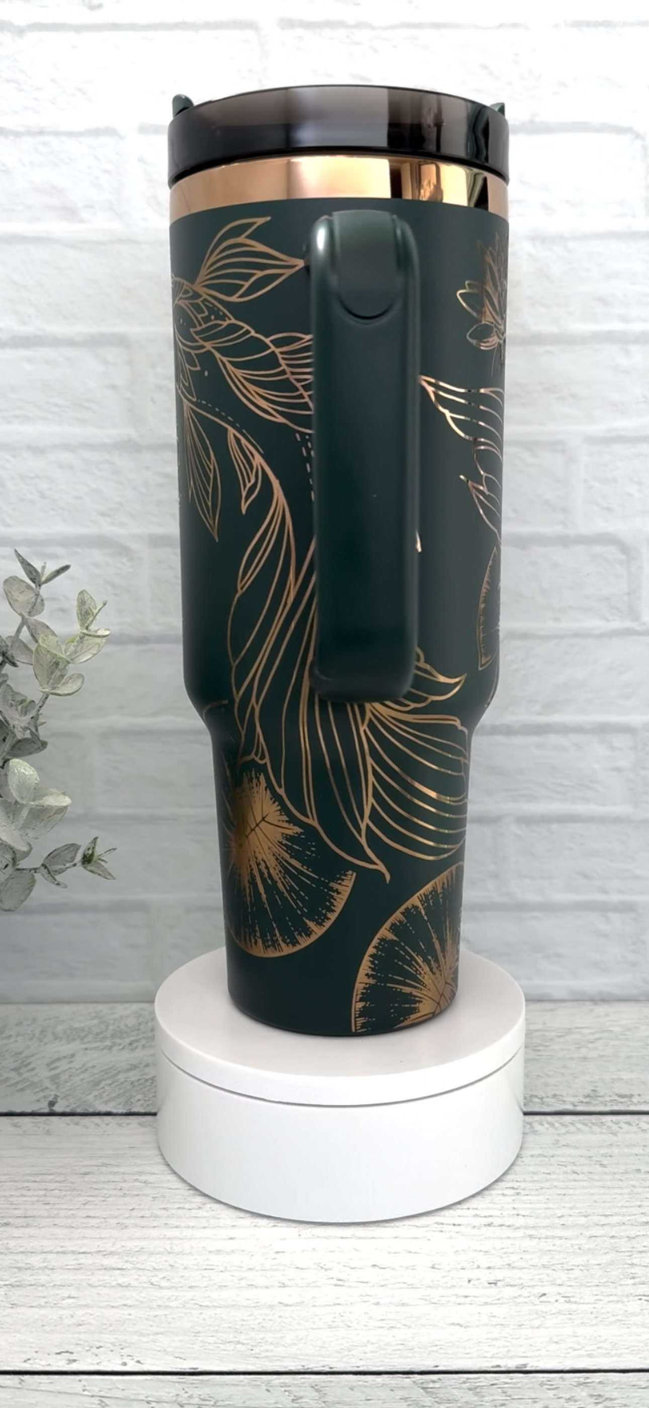 40 oz Tumbler - Koi Fish Emerald on Copper RTS