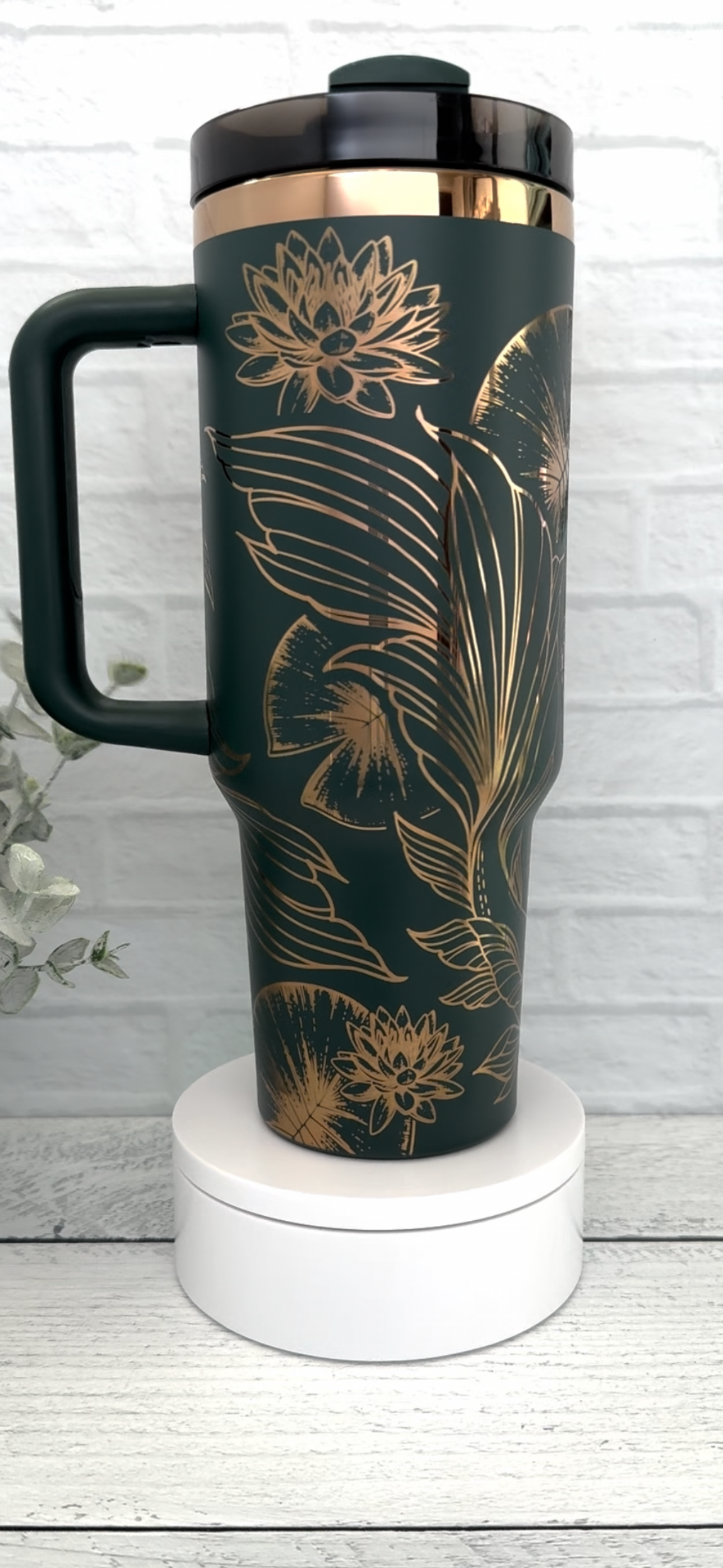 40 oz Tumbler - Koi Fish Emerald on Copper RTS