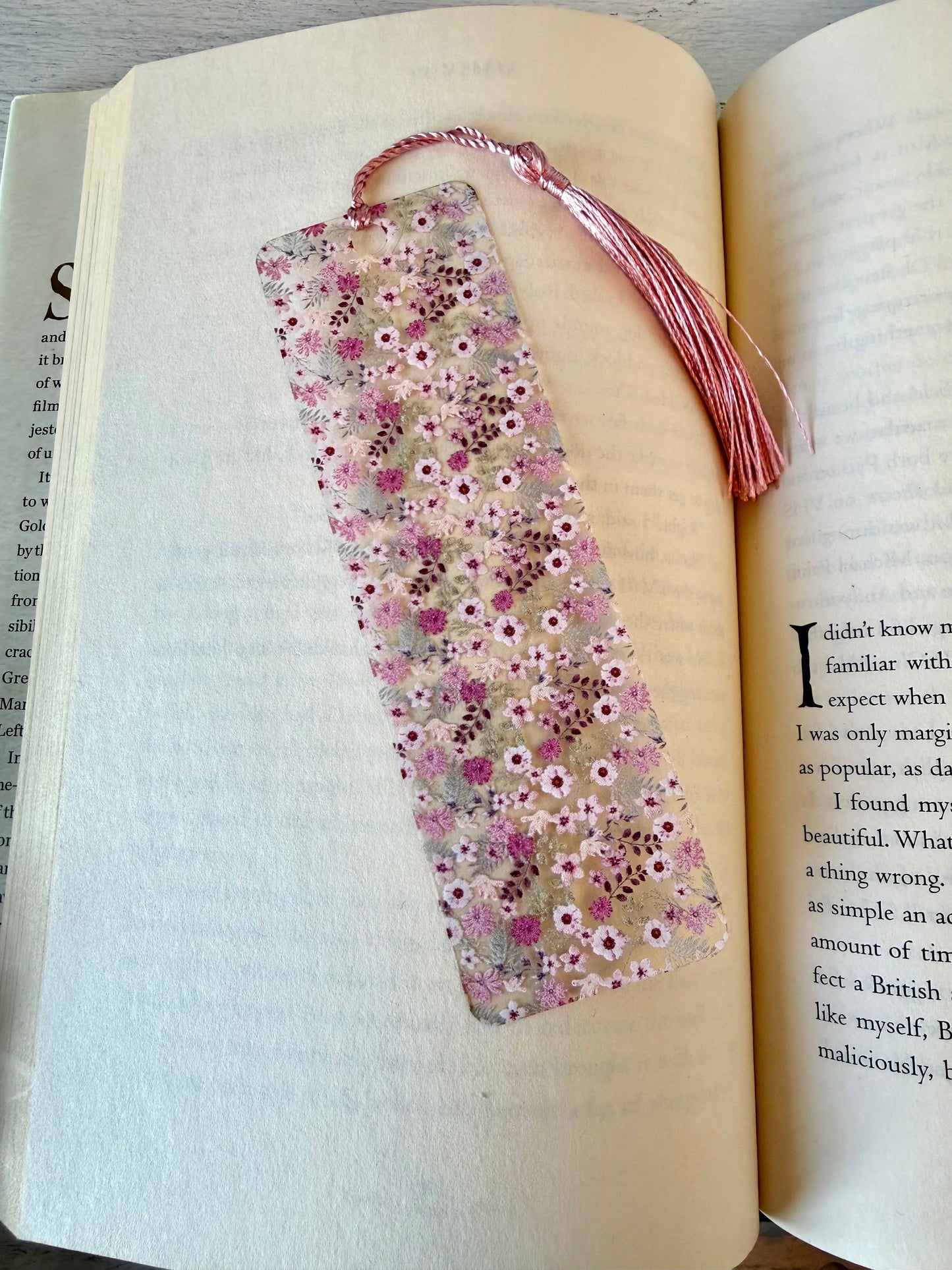 Pink Floral Bookmark