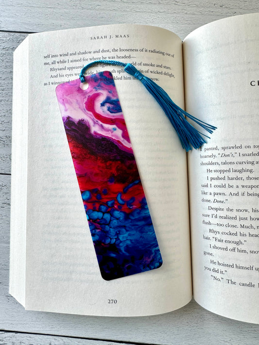 Pink and Blue Watercolor Bookmark