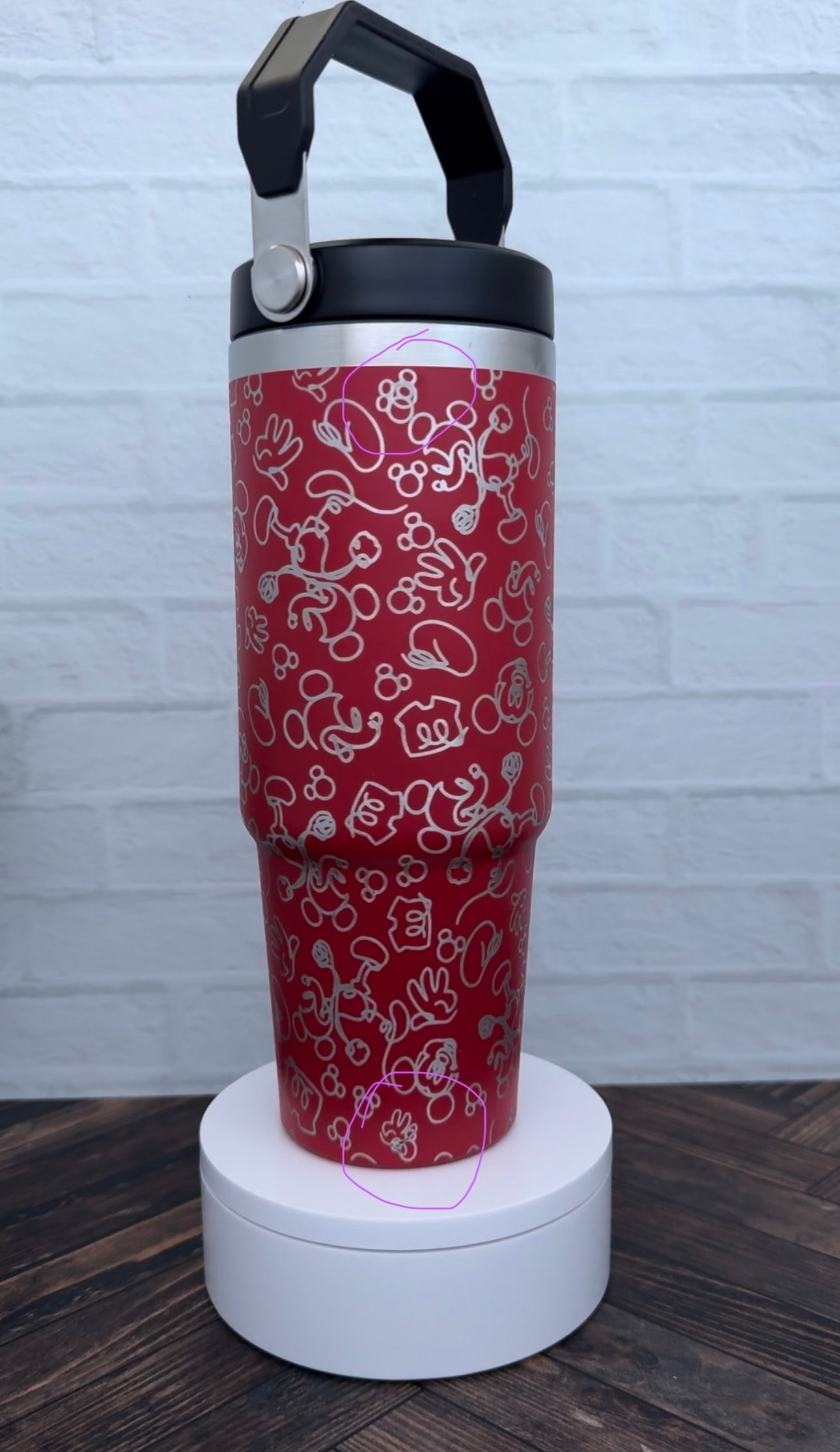 30 Oz Tumbler - Mouse Doodle with imperfection on red tumbler RTS