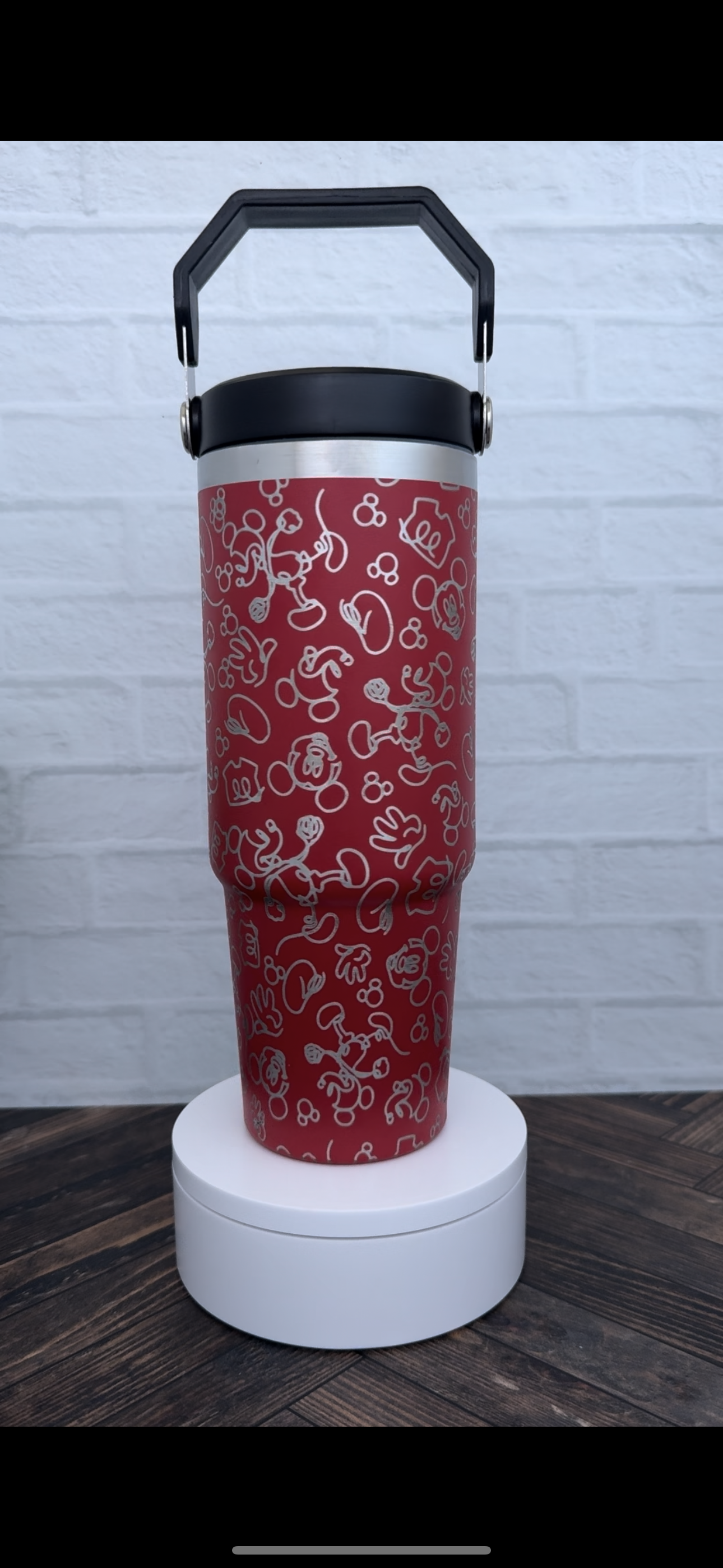30 Oz Tumbler - Mouse Doodle with imperfection on red tumbler RTS