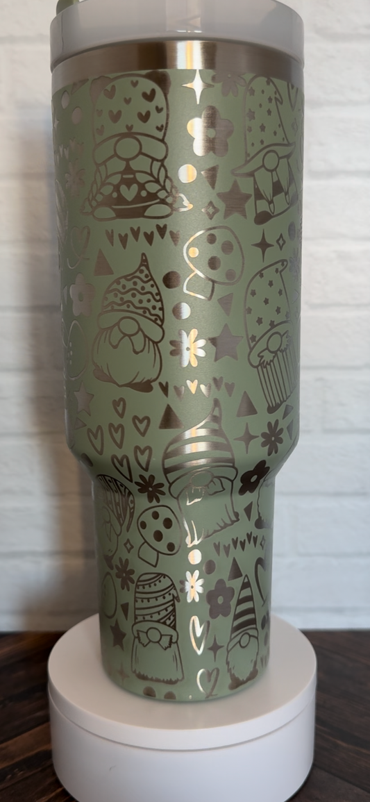 40 oz Tumbler - Gnomes on Sage RTS