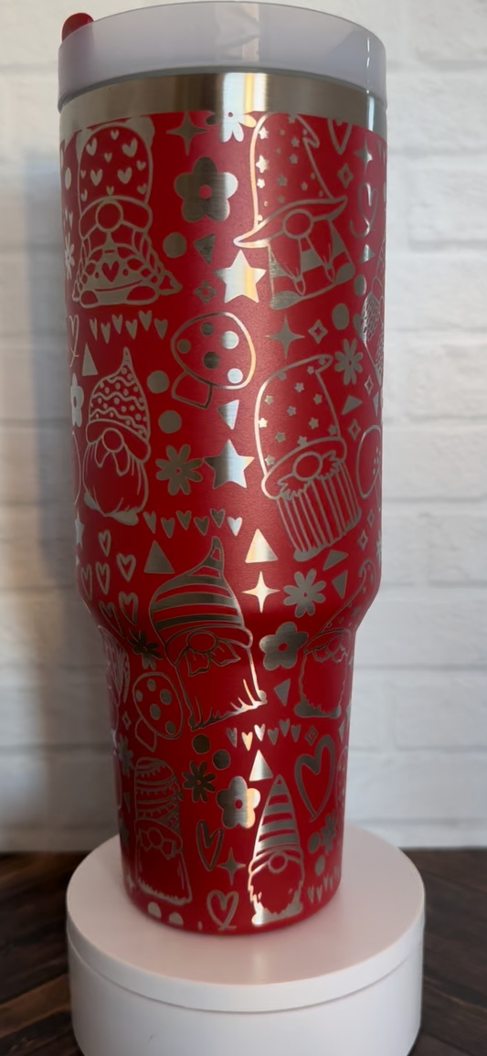 40 oz Tumbler - Gnomes on Red RTS