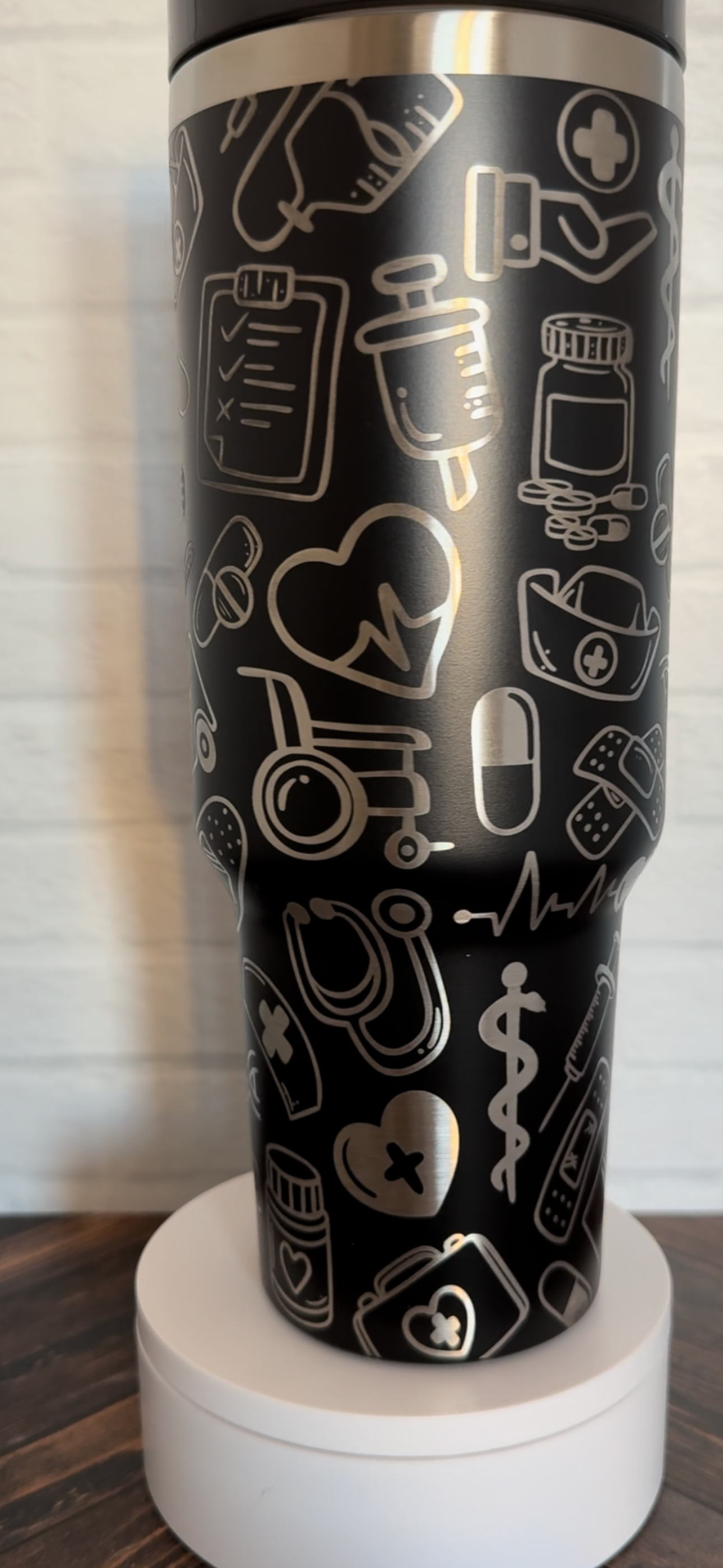 40 oz Tumbler - Nurse Doodles on Black RTS