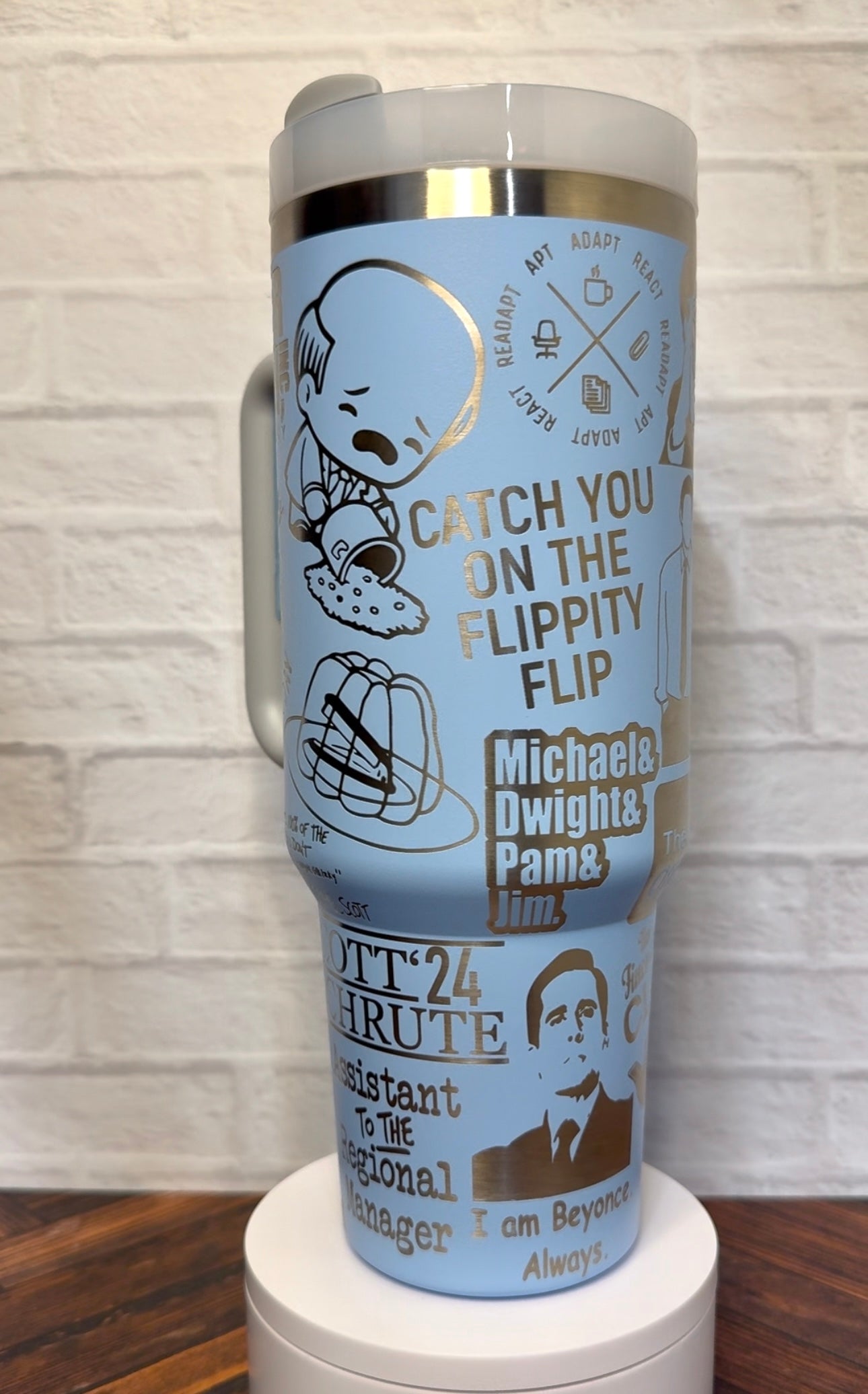 40 Oz Tumbler - Office on Sky Blue tumbler RTS