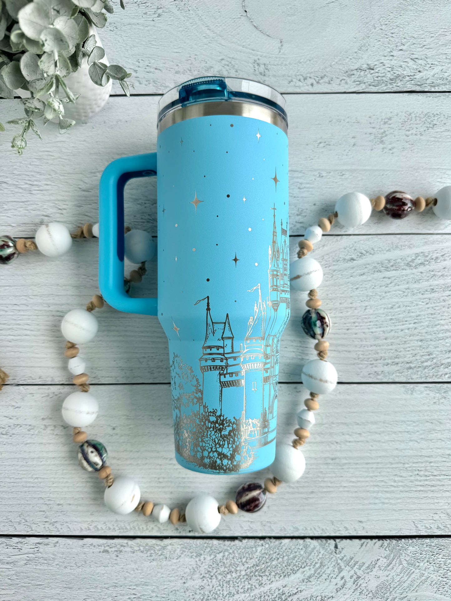 40 oz Fairytale Castle on Pool Blue RTS