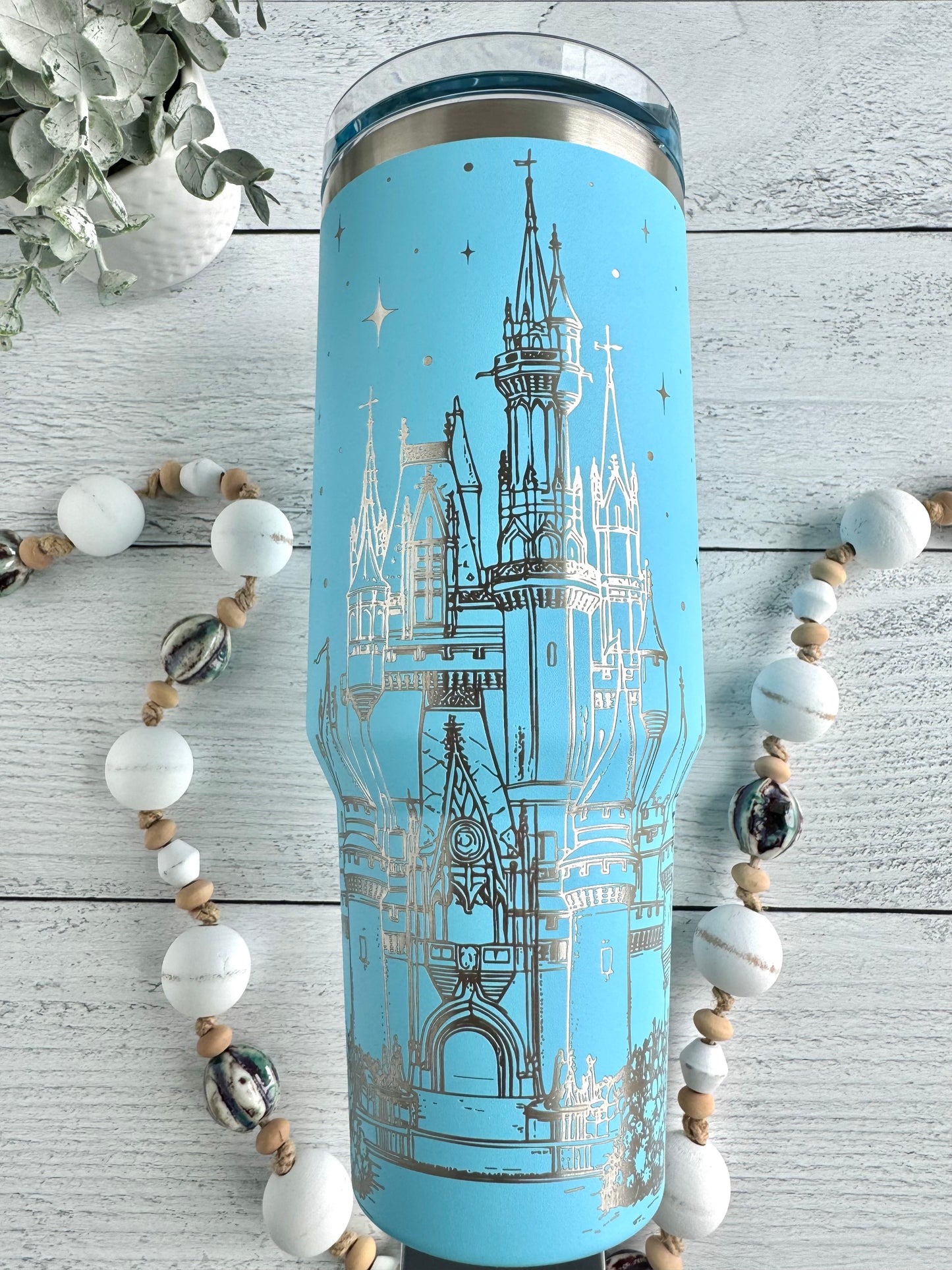 40 oz Fairytale Castle on Pool Blue RTS