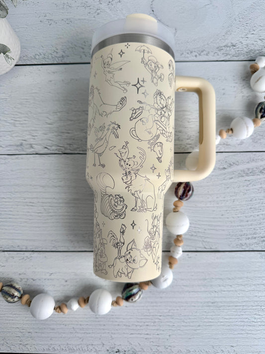 40 Oz Tumbler - Sidekicks on Cream RTS