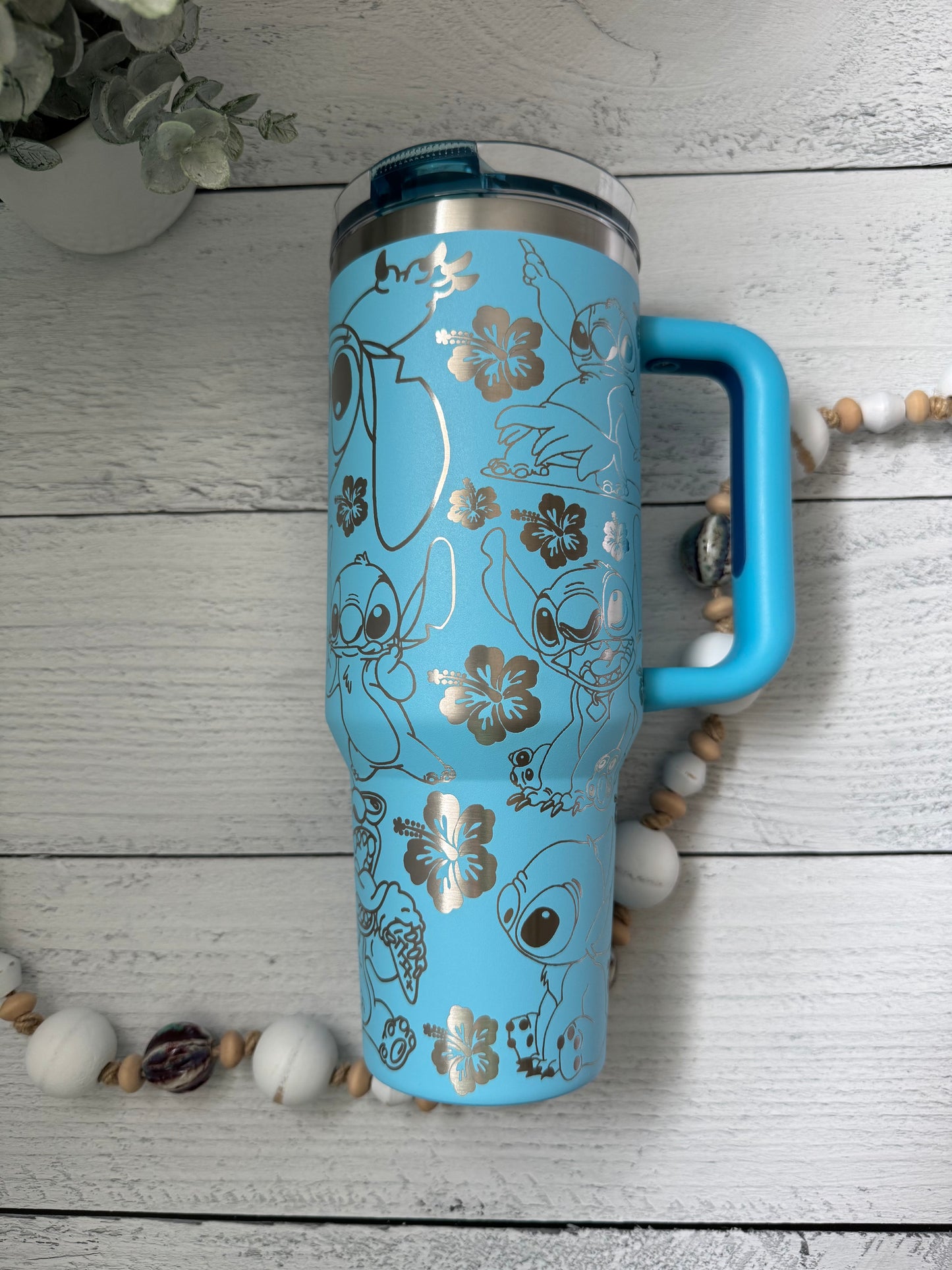 40 Oz Tumbler - Stitch on Sky Blue RTS