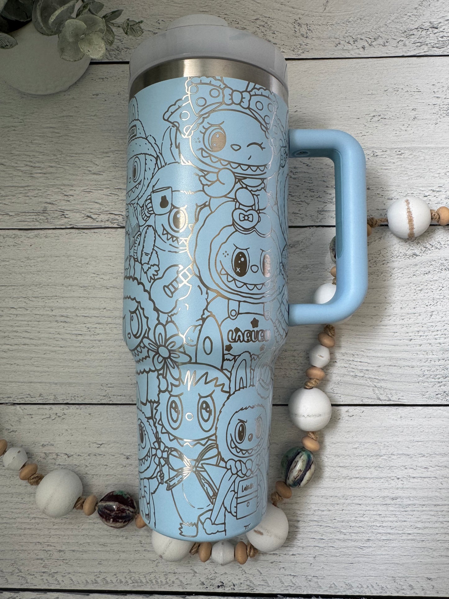 40 oz Tumbler - LaBubu on Sky Blue RTS
