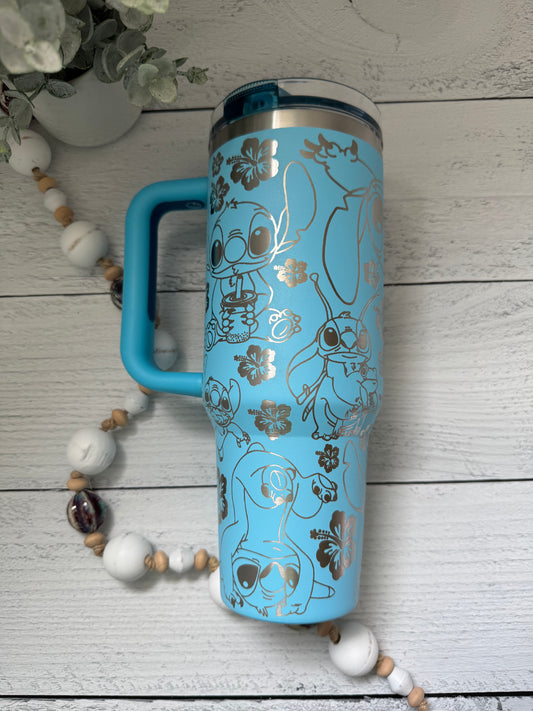 40 Oz Tumbler - Stitch on Sky Blue RTS